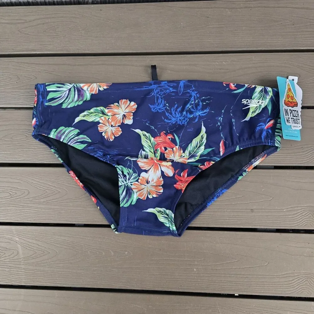 Speedo Endurance Men's Multicolor Floral Island Vision Racer Briefs Sz 38 New